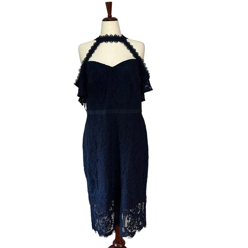 CITY CHIC Women's Pippa Lace Dress Size M In Navy